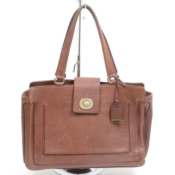 Cole Haan Sequoia Leather Large Travel Business Bag Tote Satchel Ipad Holder - Picture 1 of 13